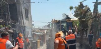 Intervenție pe Intrarea Țarcului, în urma unor surpări apărute la nivelul carosabilului