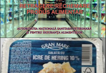 Alertă alimentară. Un lot de salată cu icre, retras din comerț după ce a fost depistată Listeria monocytogenes