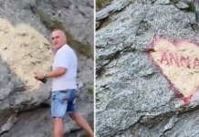 A vrut să fie romantic, dar acum este căutat de poliție și garda de mediu. Ce riscă bărbatul care a vandalizat stânca de pe Transfăgărășan