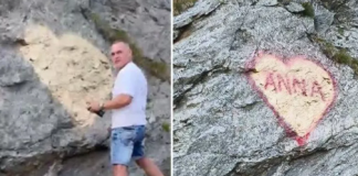 A vrut să fie romantic, dar acum este căutat de poliție și garda de mediu. Ce riscă bărbatul care a vandalizat stânca de pe Transfăgărășan